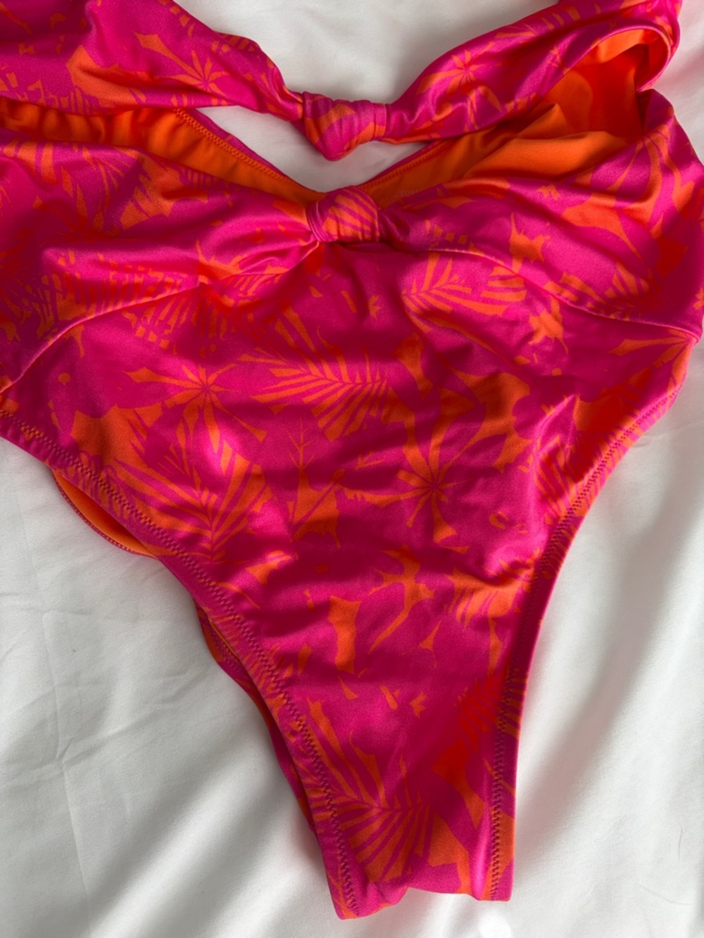 NWT Victoria’s Secret Hot Pink / Orange Floral Cut-Out One-Piece Swimsuit - Picture 5 of 13